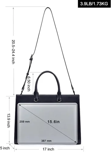 Miniatura 5 de CLUCI Maletín de cuero para mujer portátil de 15.6 pulgadas profesional de trabajo de negocios para mujer, bolso de hombro