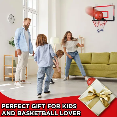 Miniatura 7 de Sosation 2 piezas Mini aro de baloncesto con 4 balones de baloncesto, gancho adhesivo, bomba, aro de baloncesto para interiores sin perforación