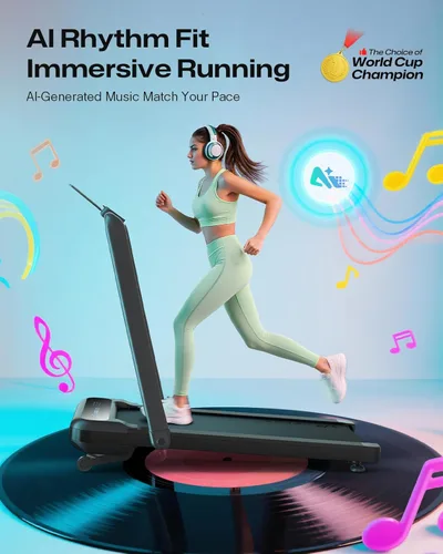 Miniatura 3 de UREVO Smart Treadmill with 9% Incline, 3-in-1 Foldable Treadmill with Handle for Home/Office Fitness, Runner-Focused Design, 6 HIIT Programs & Auto
