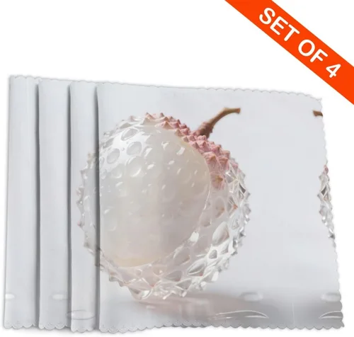 Miniatura 4 de Rectangular Placemats Set of 4, Heat Resistant Litchi Printed Kitchen Dining Table Mats