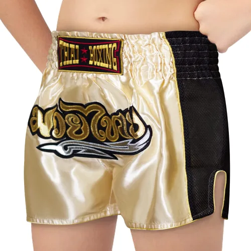 Pantalones cortos de Muay Thai para niños (4 años a 10 años) para boxeo, kickboxing, artes marciales mixtas, entrenamiento para niños y niñas
