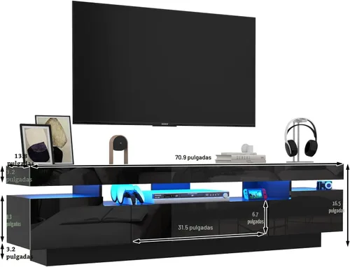 Miniatura 2 de Uspeedy Soporte de TV blanco de 70 pulgadas para TV de 75/80 pulgadas, moderno soporte de TV LED para sala de estar, centro de entretenimiento