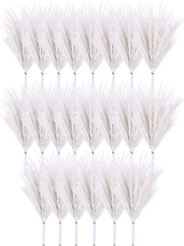 PRETYZOOM 30 piezas de agujas de pino artificiales, ramas, adornos blancos para árbol de Navidad, púas de pino de Navidad, púas de vegetación