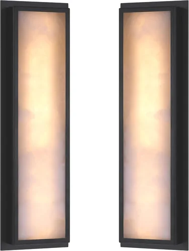 Miniatura 18 de Paquete de 2 lámparas de pared de cristal con acabado champán, lámpara de pared de estilo conciso moderno, pantalla de cristal poliédrico para baño