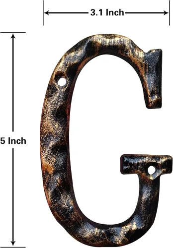 Miniatura 2 de Números y letras de casa de 5.5 pulgadas, número de dirección de casa de metal de hierro fundido altamente visible para buzón de oficina de calle