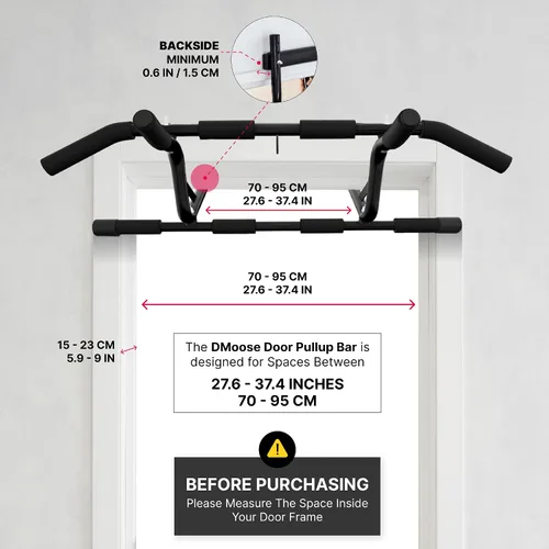 Miniatura 6 de DMoose Fitness Pull Up Bar for Doorway - Upto 250 Lbs Capacity, No Screwing or Slipping, Hanging Pullup & Chin Up Bar for Door Frame - Multi Padded