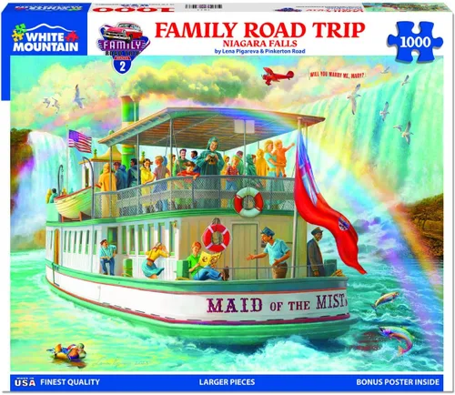 Miniatura 2 de White Mountain Rompecabezas de 1000 piezas con piezas grandes para adultos y familia, 24 x 30 pulgadas, viaje familiar por carretera a las cataratas