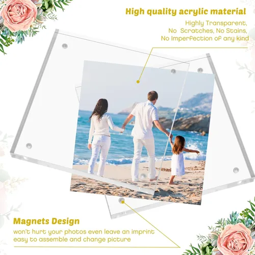 Miniatura 3 de Handepo 12 piezas Marco de fotos de acrílico Marco de fotos de acrílico transparente en masa Marco de fotos magnético para escritorio de doble cara