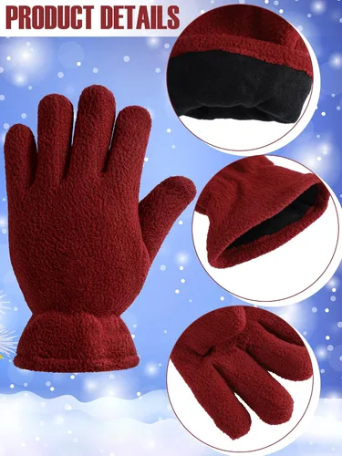 Miniatura 3 de SATINIOR 3 pares de guantes de invierno de forro polar para niños y niñas, guantes cálidos para niños y niñas, suministros de actividades al aire