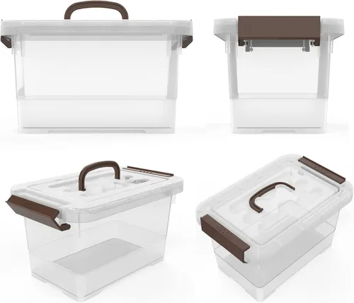 Miniatura 4 de WYT Caja de almacenamiento transparente, paquete de 6 contenedores organizadores de almacenamiento con asa de pestillo y tapas, 3.5 cuartos de galón