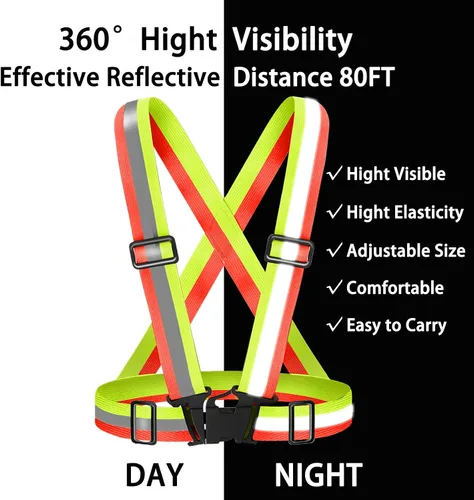 Miniatura 2 de High Visibility Reflective Vest Safety Vest Running Reflective Gear Adjustable Reflective Vest for Walking,Jogging,Hiking,Night Cycling