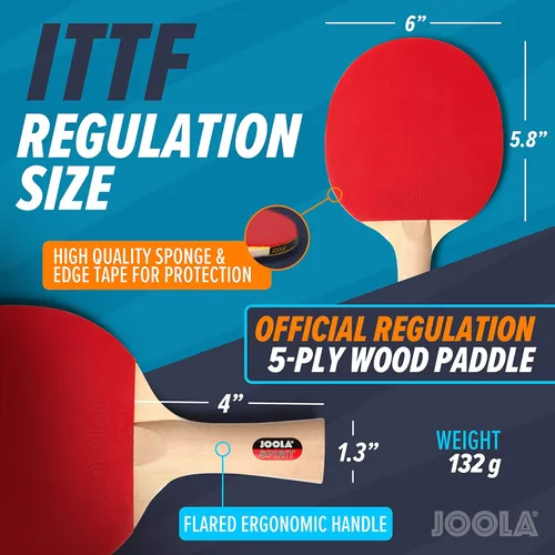 Miniatura 4 de JOOLA Juego de palas de ping pong familiar premium de 4 - Raquetillas de tenis de mesa avanzadas, 10 pelotas de ping pong de 3 estrellas