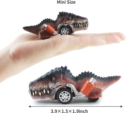 Miniatura 3 de DINOBROS Juguetes de dinosaurio para niños de 3 a 5 años, autos de dinosaurio para niños de 3, 4, 5, 6, 7 años, paquete de 6 juguetes de dinosaurio