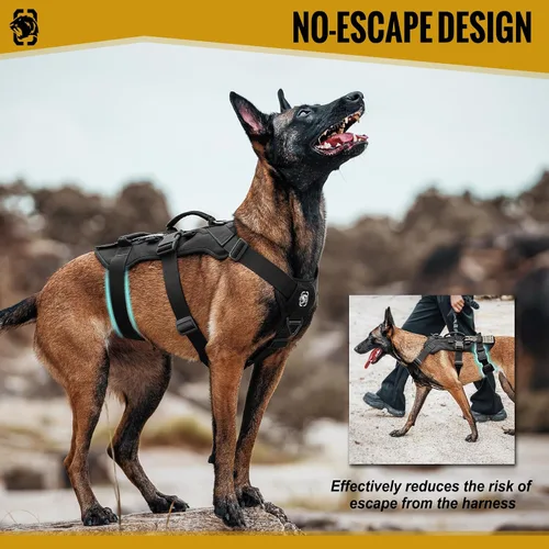 Miniatura 6 de OneTigris Arnés para perro a prueba de escape, arnés para perro sin tirones con asas, arnés táctico multiusos para perros grandes, uso diario