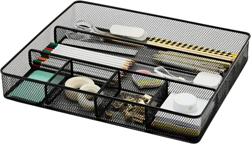 Miniatura 23 de Annova Organizador de Cajones de Escritorio para Organización de Oficina - Malla Metálica - Bandeja de Almacenamiento con Separadores