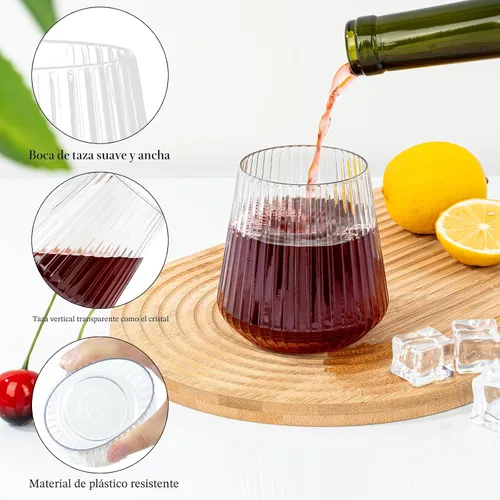 Miniatura 4 de BESTSTAR 36 Piezas Copas de Vino de Plástico Transparente Acanalado de 12 onzas, Copas de Champán Desechables de Origami Onduladas, Elegantes Vasos
