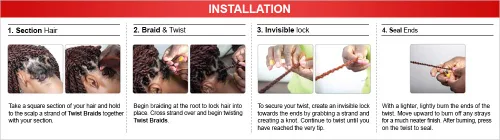 6 PACKS/LOT FreeTress Trenzas de pelo sintético iguales trenza Marley (trenza torcida jamaicana) (2)