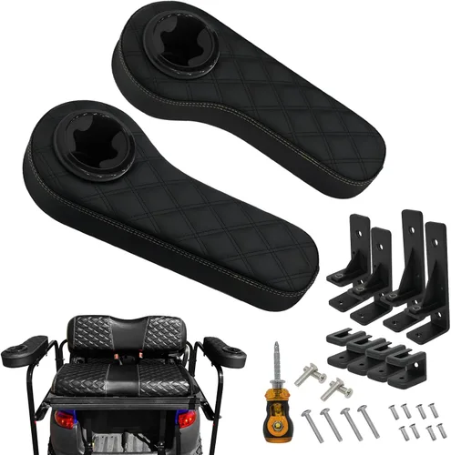 Miniatura 10 de XUANYUDG0769 Reposabrazos de carrito de golf con portavasos para EZGO TXT Club Car DS Precedent y Yamaha Kit de asiento trasero, marco de soporte