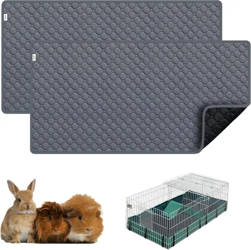 Miniatura 10 de Forro de Jaula para Cobayas, 150x79 cm 2 Pack Ropa Lavable para Cobayas, Impermeable Reutilizable y Antideslizante, Almohadilla Súper Absorbente Gris