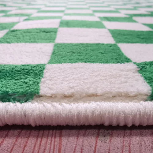 Miniatura 5 de Alfombra ondulada azul única con diseño de cuadros para sala de estar, extra grande, lavable a máquina, alfombra de pasillo de cocina, alfombra