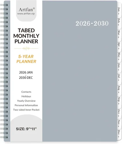 Planificador mensual/calendario 2026-2030 - Planificador de 5 años desde enero de 2026 hasta diciembre de 2030, 60 meses, 22.86 cm x 27.94 cm,