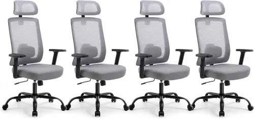 Miniatura 12 de Silla ergonómica de oficina con respaldo alto de malla, silla de escritorio de oficina con soporte lumbar ajustable, sillas de trabajo rodantes