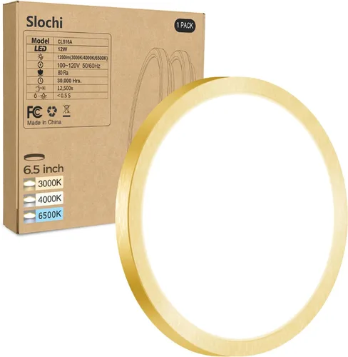 Miniatura 12 de Paquete de 2 lámparas LED de techo empotradas, 3000K-4000K-6500K y equivalente a 100W, lámpara de techo empotrada moderna para cocina de 15W