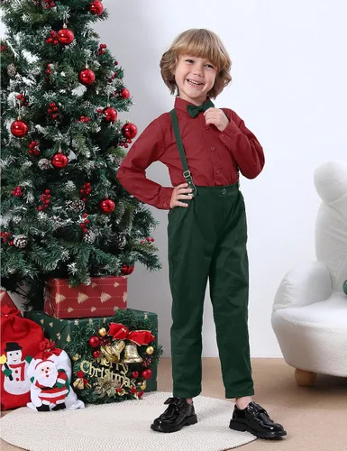 Miniatura 14 de A&J DESIGN Conjunto de ropa formal para niños pequeños con tirantes y tirantes