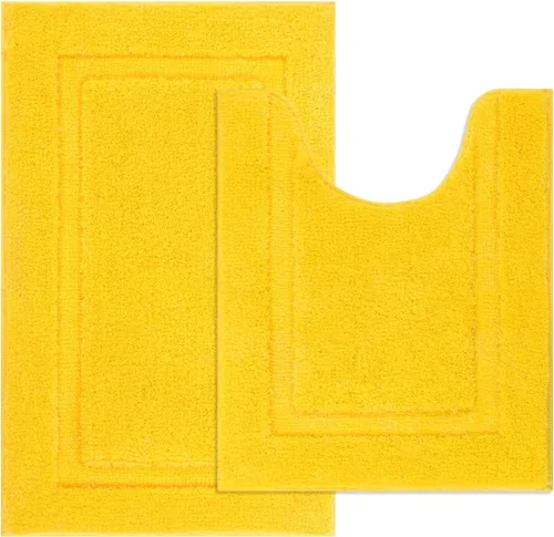 Miniatura 32 de SHACOS Juego de alfombras pequeñas de baño de 2 piezas con tapetes de baño en forma de U, tapetes de inodoro de 16x24 + 20x24 pulgadas, tapetes