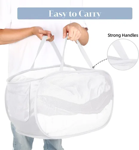 Miniatura 5 de Paquete de 2 cestas plegables resistentes para la lavandería, cestas plegables para lavandería, baño, dormitorio, habitación de los niños