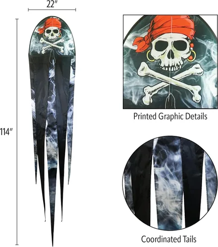 Miniatura 5 de In the Breeze 3353 — 22" Smokin' Pirate Dancing Dragon Kite — Cometa de una sola línea de vuelo fácil