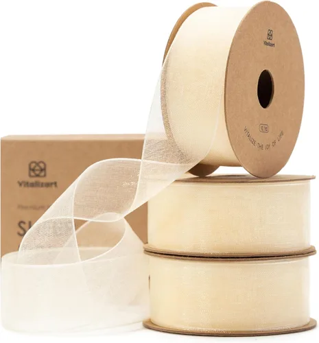 Miniatura 22 de Vitalizart Cinta negra de organza transparente de 1 pulgada x 30 yardas, cintas de tela hechas a mano para envolver regalos, árbol de Navidad