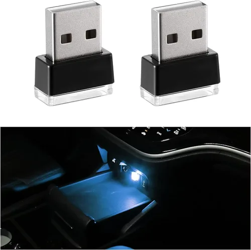 Miniatura 7 de 4 PCS Lámpara de Atmósfera Interior de Coche LED USB, Mini Luz Nocturna LED Portátil, Kit de Iluminación Ambiental de Maletero con Interfaz USB
