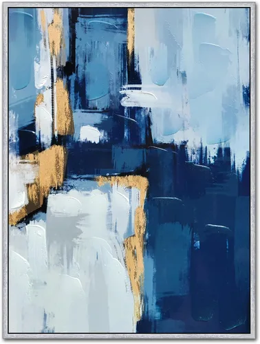Miniatura 10 de Sofoney - Lienzo abstracto enmarcado en oro negro y dorado, impresiones artísticas 3D texturizadas con pinceladas negras con lámina dorada