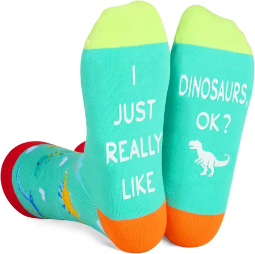 Zmart Divertidos regalos de zorro de Navidad, regalos de dinosaurio para mujeres y hombres, calcetines divertidos de pastor alemán para mamá y papá,