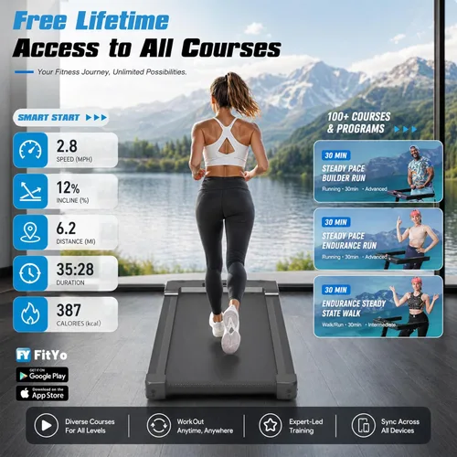 Miniatura 4 de PACEROCKER Walking Pad Treadmill with 12% 9-Level Auto Incline, 450 lbs Capacity Bluetooth Speaker Under Desk Treadmills for Home Hiking, 5 MPH