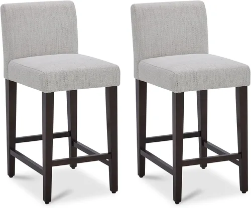 Miniatura 24 de CHITA Juego de 2 taburetes de bar de altura de mostrador, taburetes de bar tapizados de altura de asiento de 27 pulgadas, cuero sintético en negro