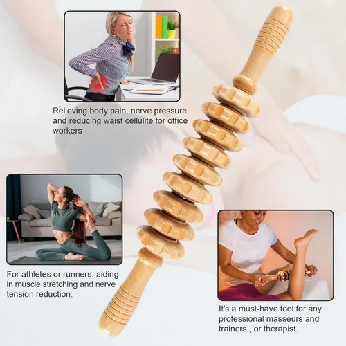 Miniatura 6 de KintKita Herramientas de masaje de terapia de madera, rodillo de masaje de madera, herramienta de drenaje linfático, kit de maderoterapia