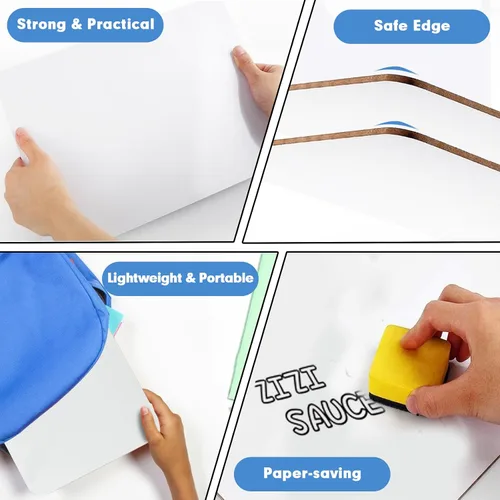 Miniatura 5 de HERKKA - Tableros portátiles de borrado en seco, paquete de 12 pizarras blancas pequeñas de doble cara de 9 x 12.5 pulgadas con 12 borradores