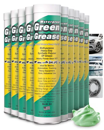 Miniatura 8 de Tubo de grasa verde ultra resistente (3 onzas, paquete de 3) – NLGI 2, alta temperatura, resistente al agua, grado marino, resistente a