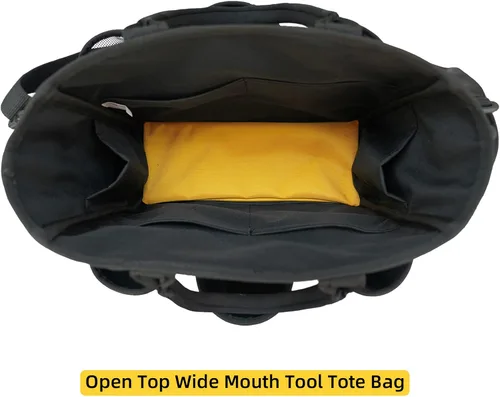 Miniatura 6 de MELOTOUGH Bolsa de suministro de 14 pulgadas Bolsa de herramientas con parte superior abierta Bolsa organizadora de herramientas con correa