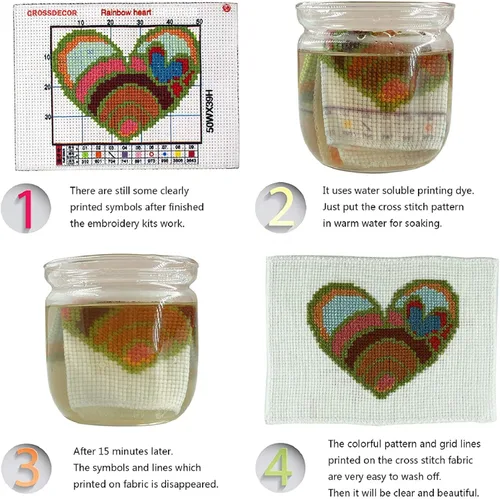 Miniatura 6 de Dimensean Kits de punto de cruz estampados, gama completa de patrones de bordado, kits de iniciación para principiantes y adultos, kits de punto