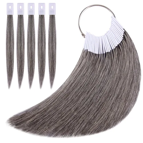 Miniatura 10 de Noverlife 30 muestras de cabello puro para prueba de color, cabello humano Remy real, kit de prueba de anillo de color de cabello negro, muestra
