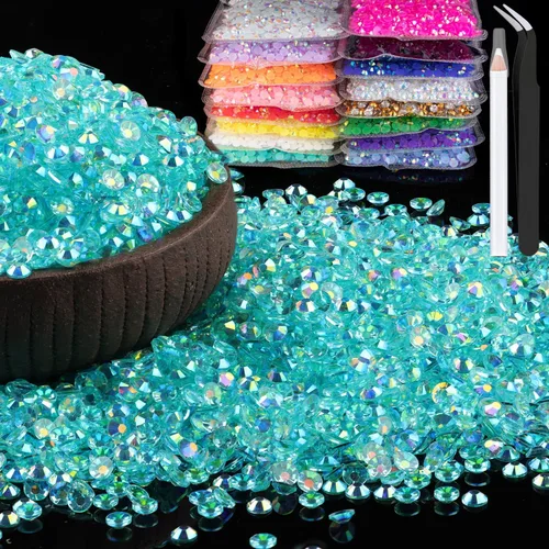 Miniatura 9 de 15000 diamantes de imitación de resina de 0.079 pulgadas a granel, diamantes de imitación de gelatina redondos negros con parte trasera plana, gemas