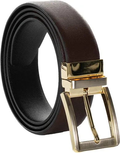 Miniatura 5 de Cinturón de piel para hombre de Monza, formal y reversible, 1.25 pulgadas de ancho, ambos lados