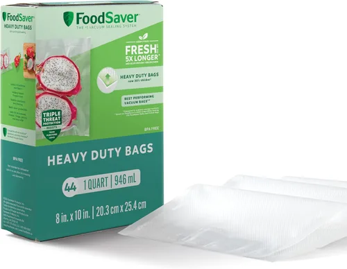 FoodSaver Bolsas de sellado al vacío de cuarto de galón de alta resistencia, paquete de 44 con 30% de grosor extra, compatibles con todos los