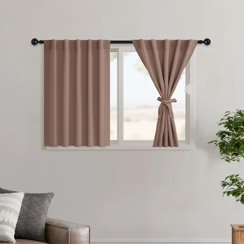 Miniatura 154 de Hiasan Cortinas opacas negras para dormitorio, cortinas opacas cortas de 45 pulgadas de largo, con aislamiento térmico, bolsillo para barra