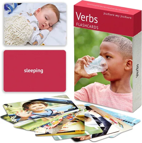 Miniatura 9 de Picture My Picture Verbs - Paquete de tarjetas de fotos para terapia del habla, acción de fotos reales, resistente a los arañazos de 300 GSM, guía