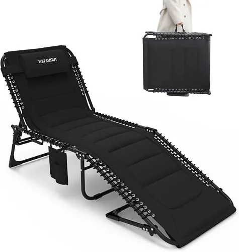 Silla de descanso plegable acolchada de gran tamaño para adultos, 330 libras, tumbona de patio para exteriores, silla de playa reclinable ajustable