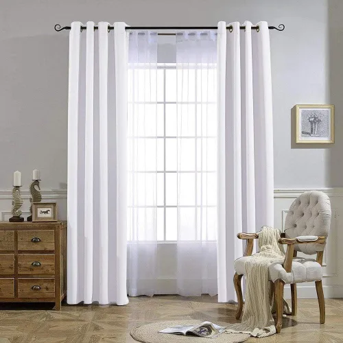 Miniatura 8 de NICETOWN - Juego de 2 paneles de cortinas blancas puras de 84 pulgadas de largo para dormitorio, tratamiento de ventana con ojales de 50 % de Blanco
